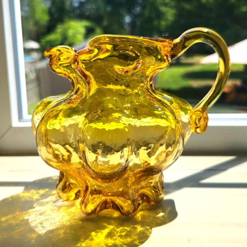 Vintage Kanawha Amber Art Glass Pitcher